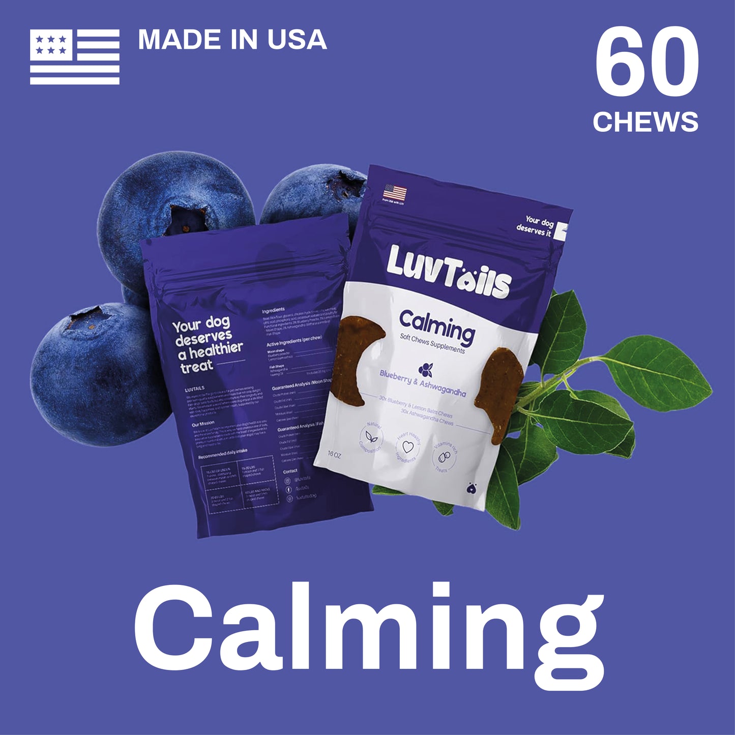 Calming Dog Treats - Blueberry and Ashwagandha