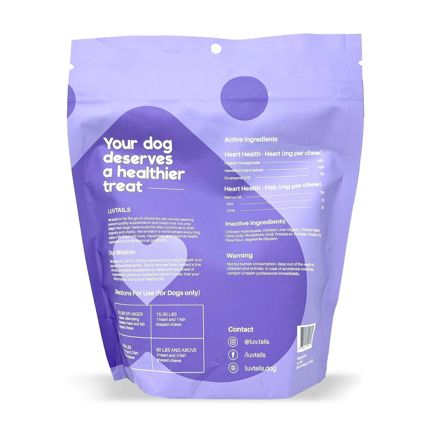 LuvTails Heart Health Dog Treats - Salmon and Pomegranate